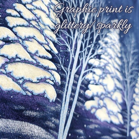 Whim Z Vintage Grandma Sweatshirt Glitter Double Crewneck Snow Trees Medium - Picture 4 of 15